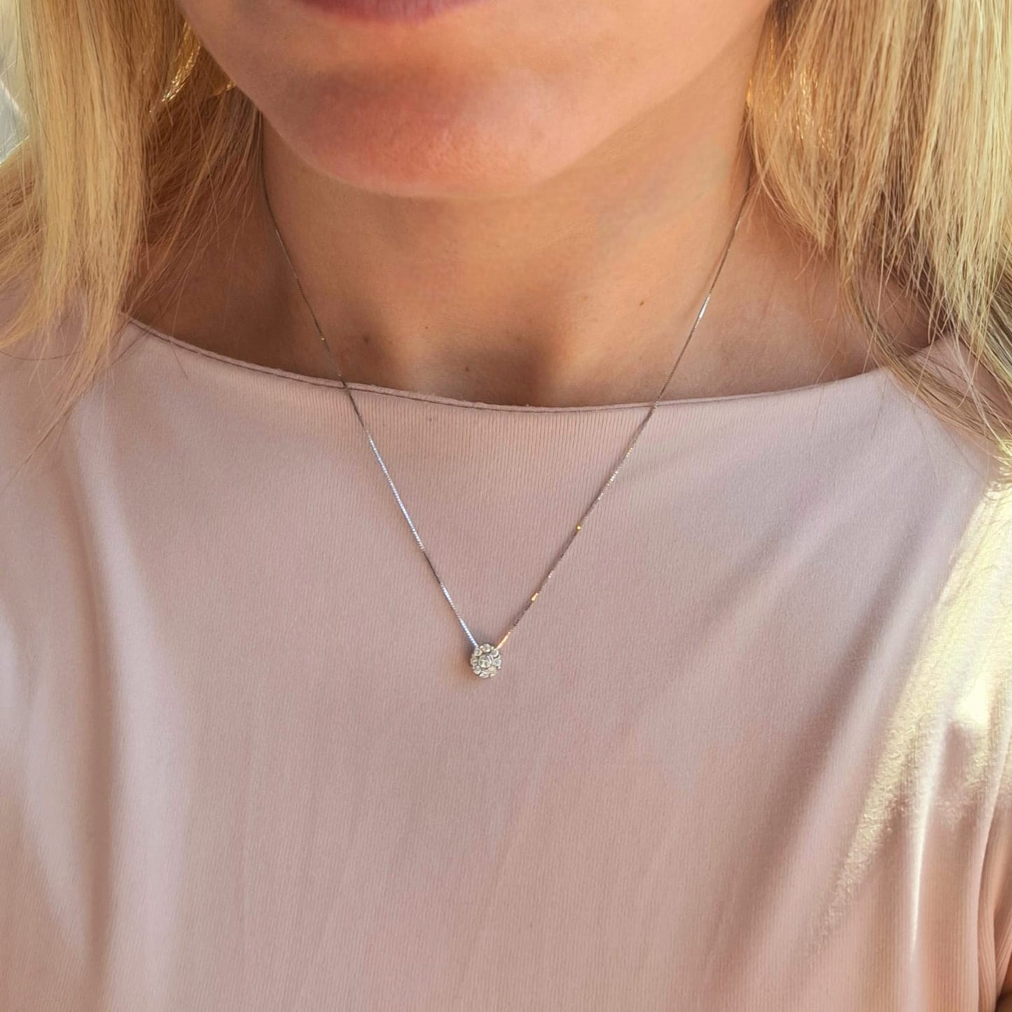 Collar Punto de Luz Oro Blanco con Diamantes
