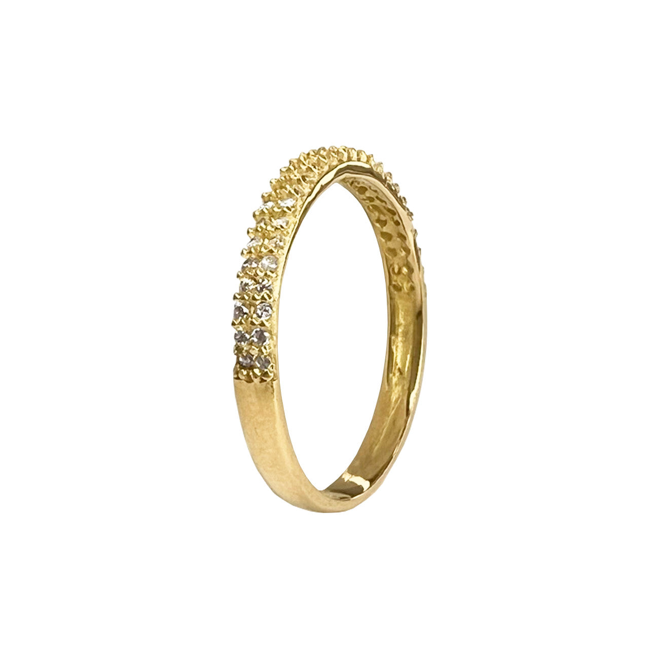 Anillo cintillo oro amarillo y circones