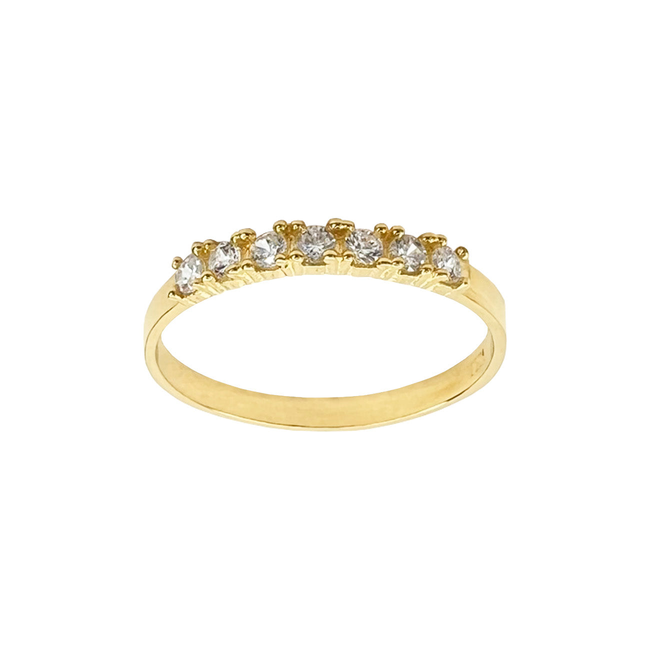 Anillo cintillo oro amarillo y circones