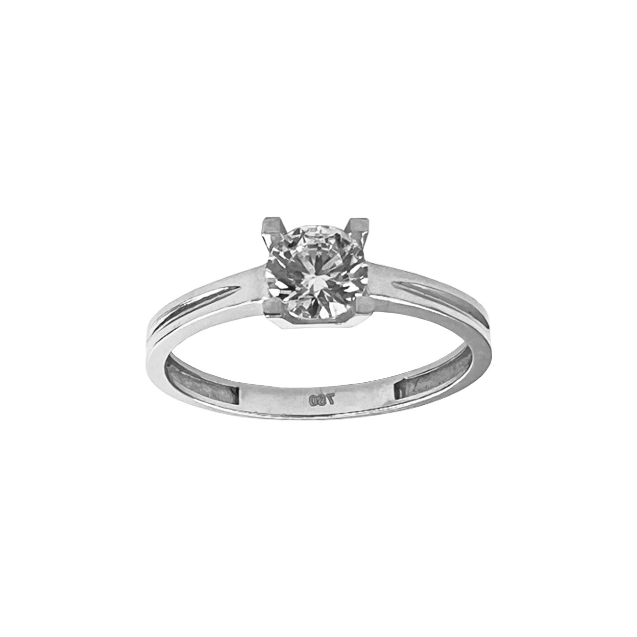 Anillo solitario oro blanco y circon