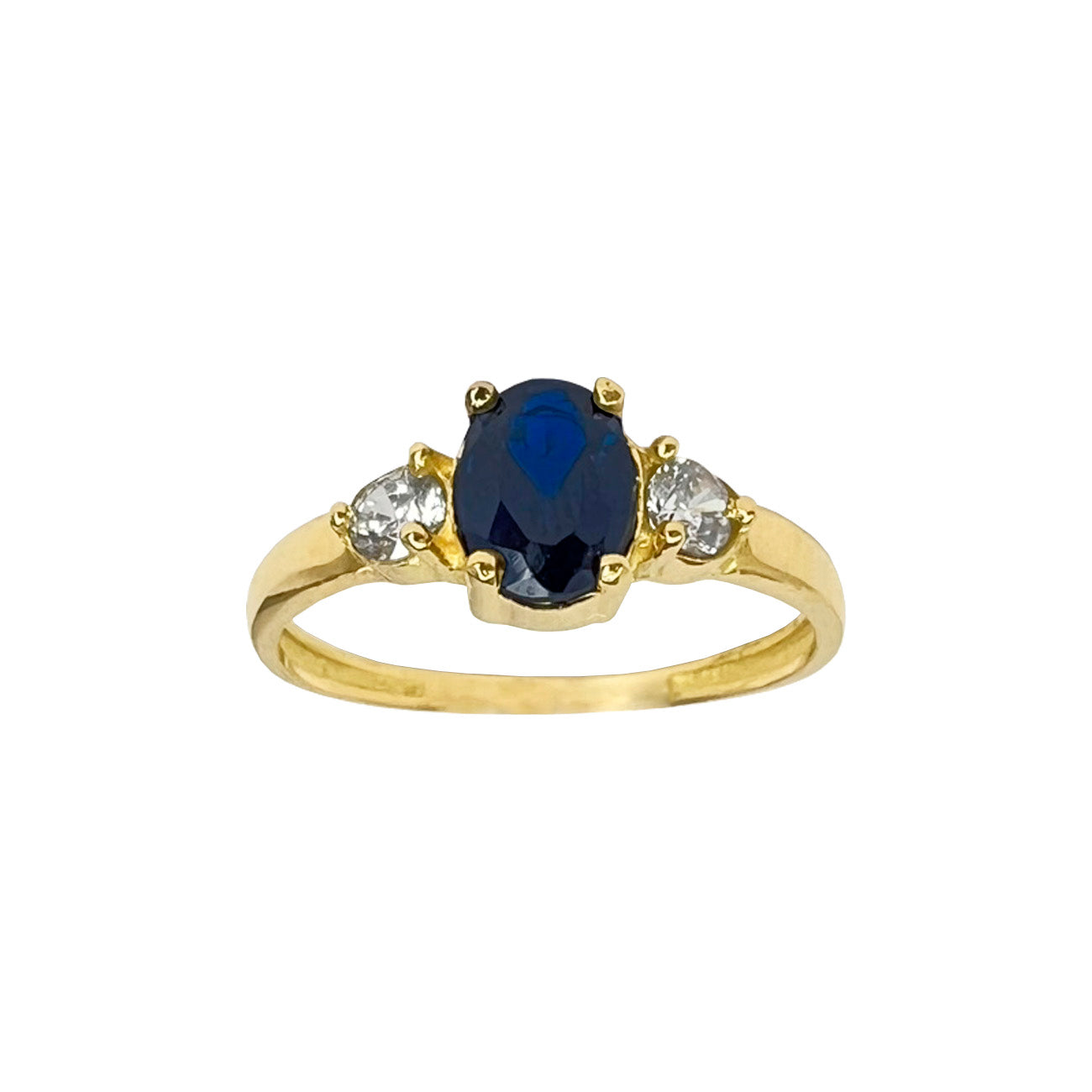 Anillo tricillo oro amarillo y circones