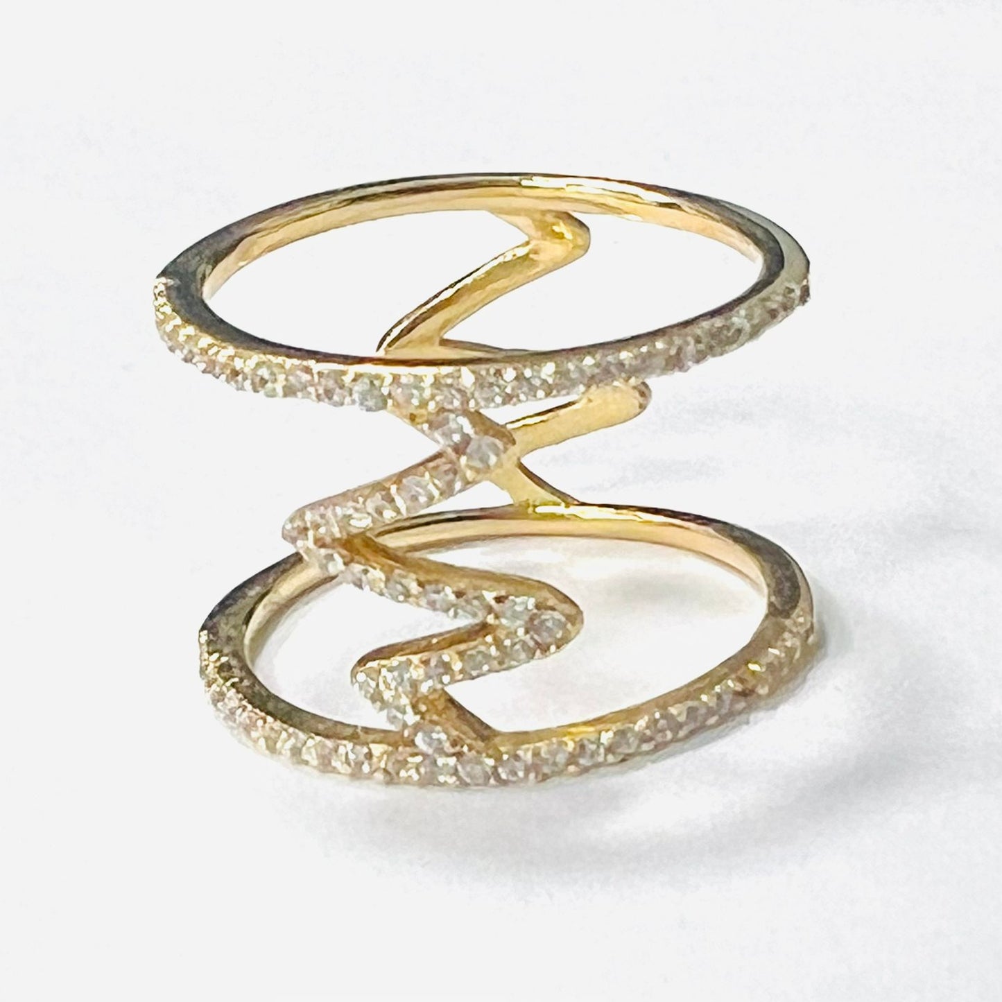 Anillo Largo zirconias doble