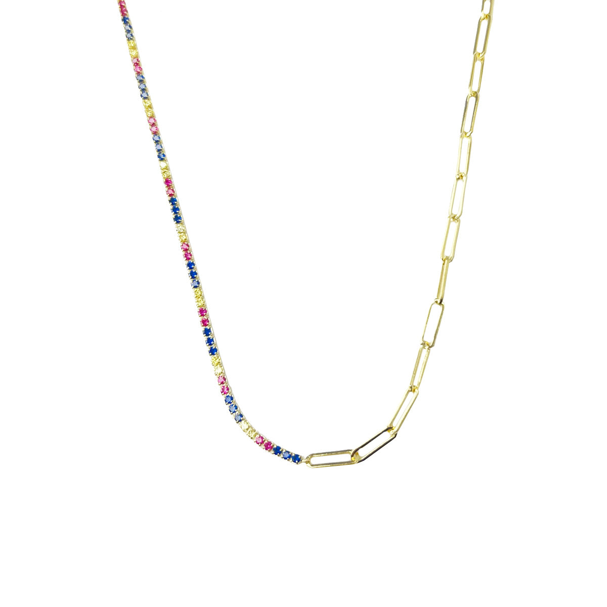 Collar en plata combinada riviere con zircones y eslabones