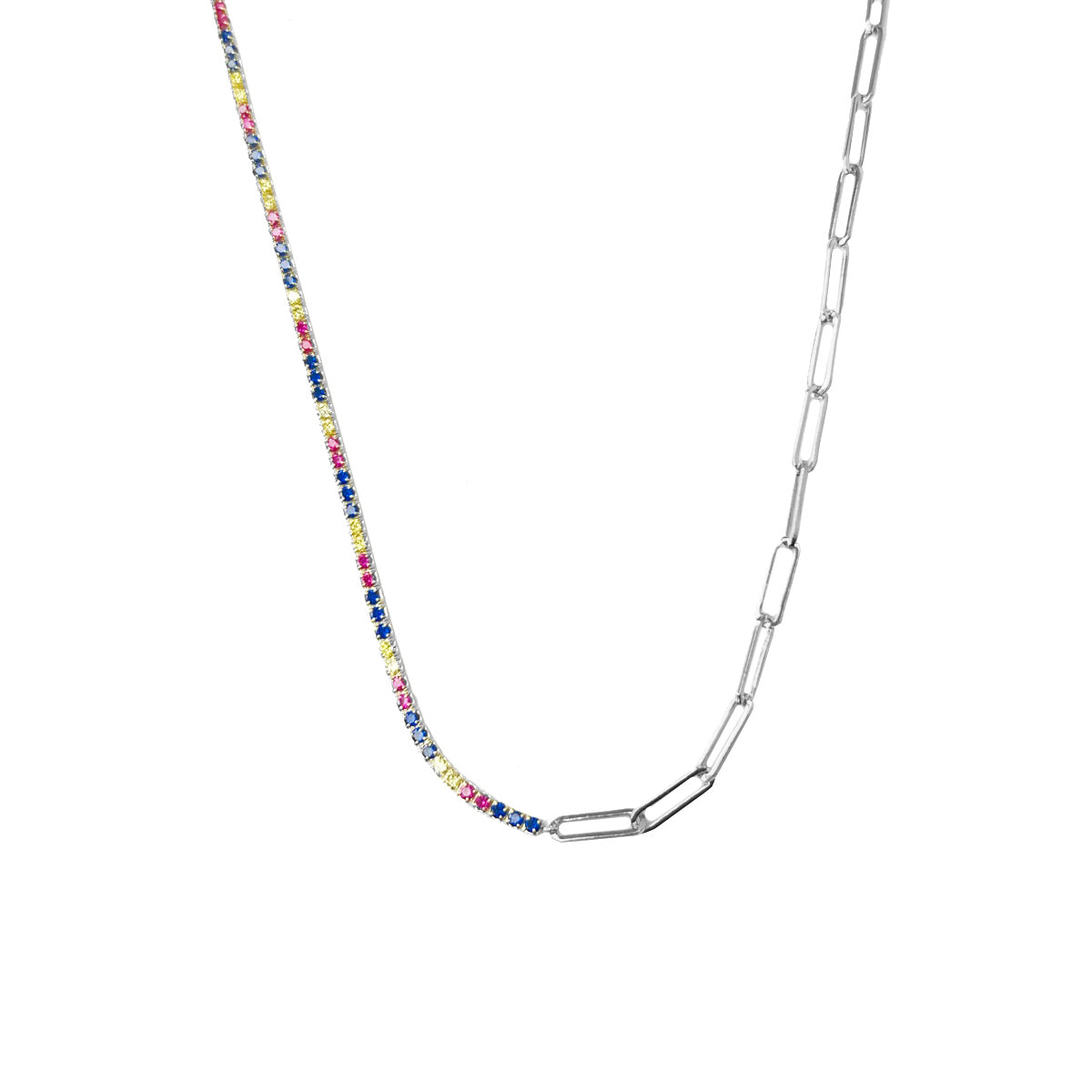 Collar en plata combinada riviere con zircones y eslabones