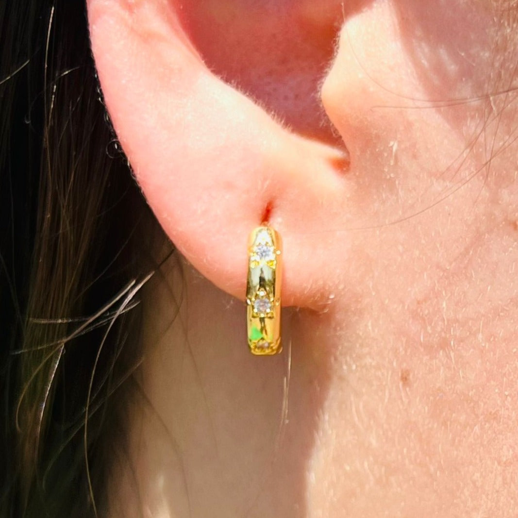 Aros argolla estrellitas baño de oro