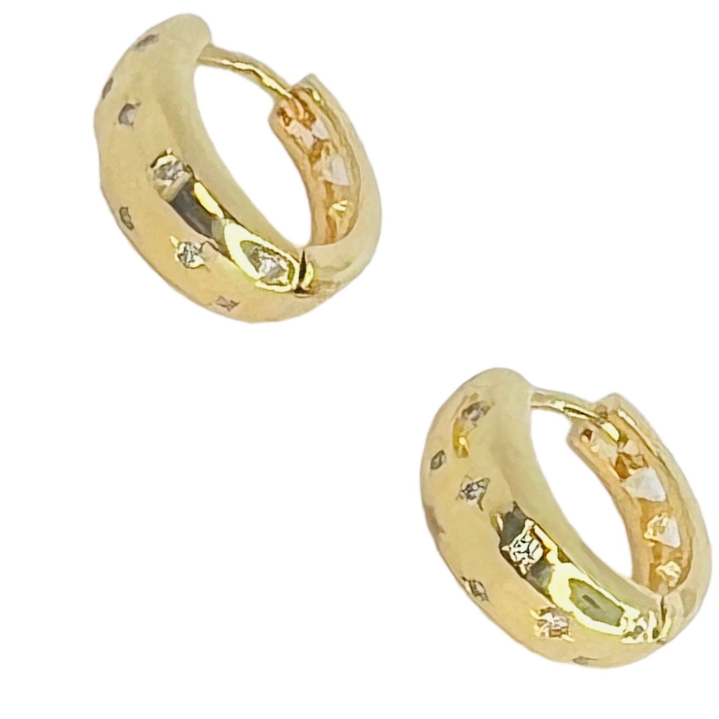 Aros argolla brillitos baño de oro