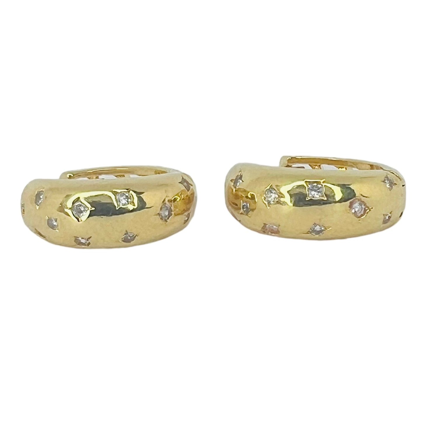 Aros argolla brillitos baño de oro