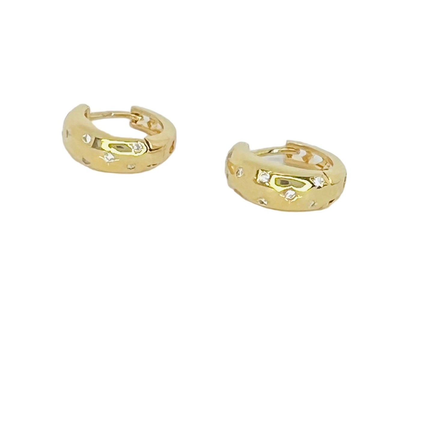 Aros argolla brillitos baño de oro
