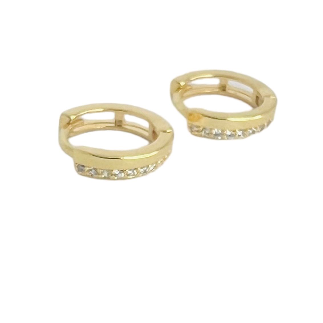 Aros argolla banda y circones baño de oro