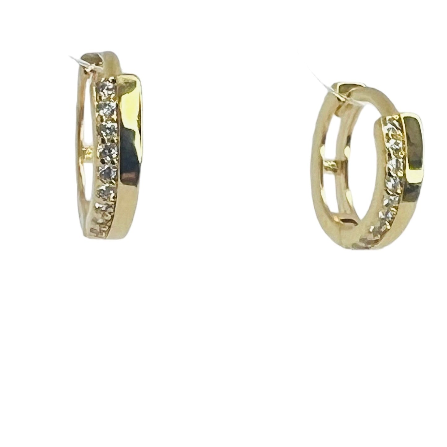 Aros argolla banda y circones baño de oro