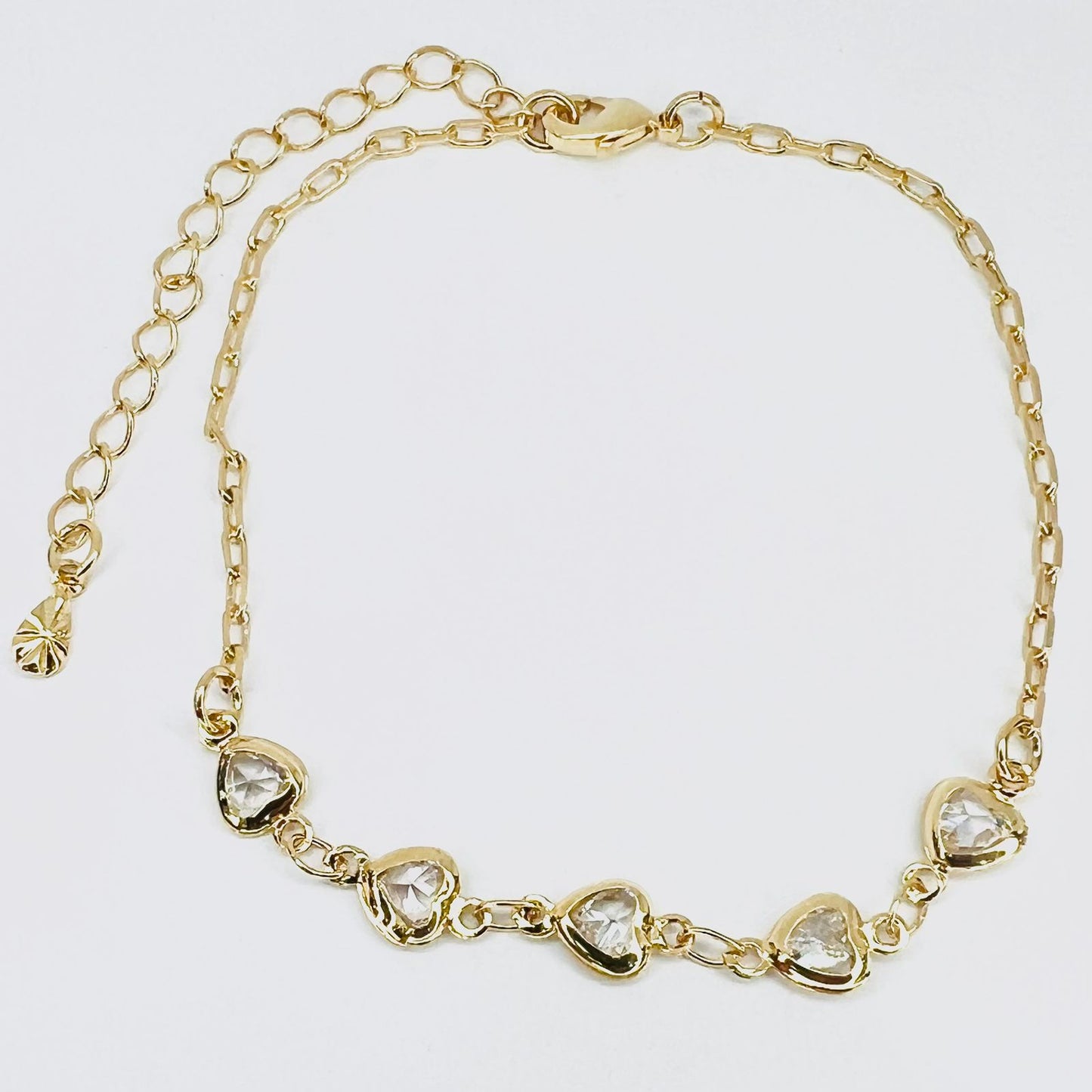 Pulsera con circones corazon baño de oro