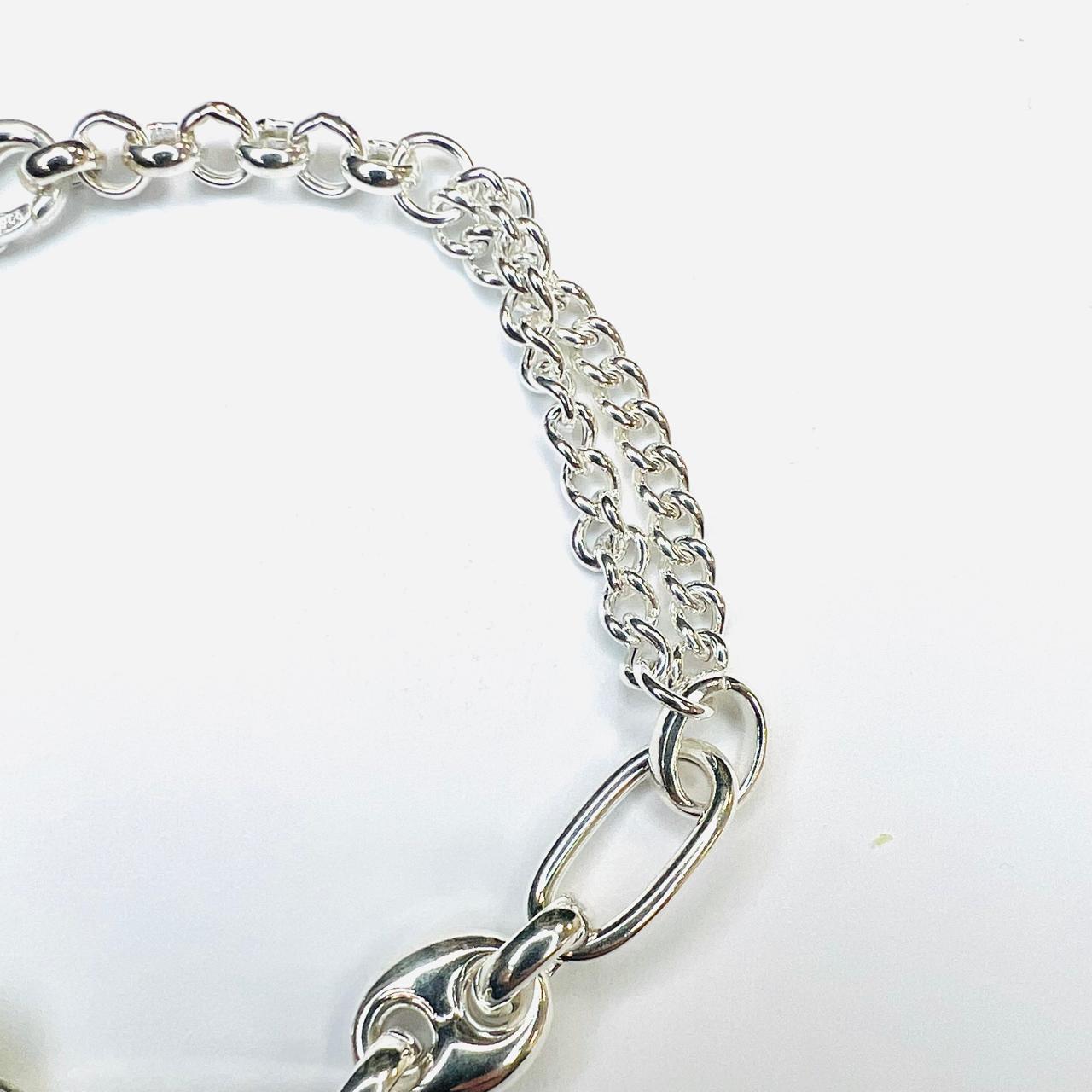 Pulsera plata 925 , eslabones doble cadena