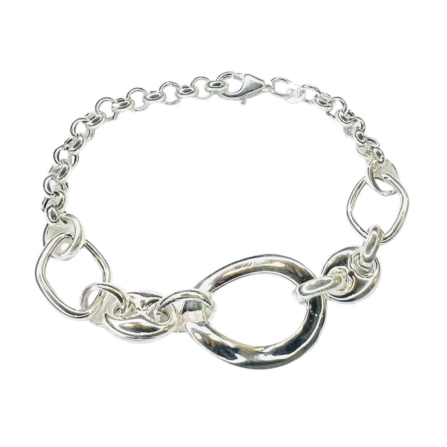 Pulsera plata 925 eslabon central grande