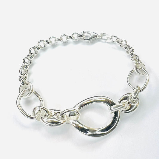 Pulsera plata 925 eslabon central grande