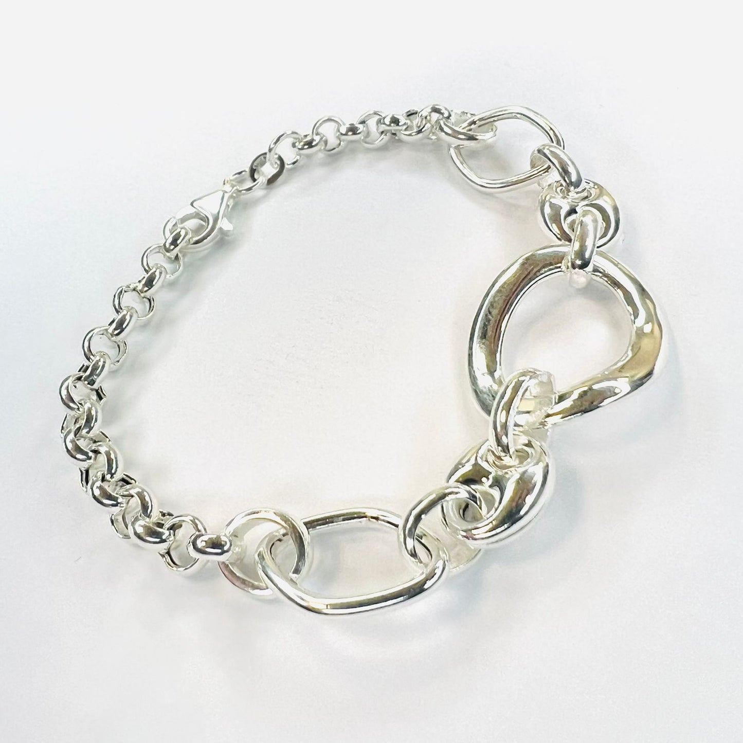 Pulsera plata 925 eslabon central grande