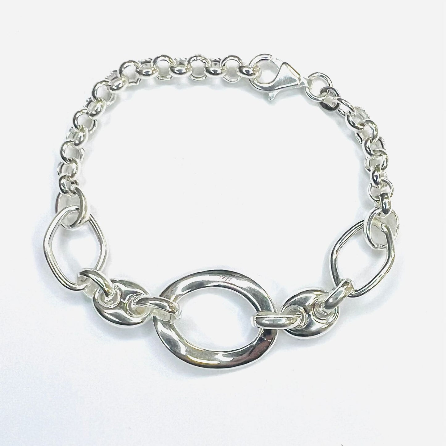 Pulsera plata 925 eslabon central grande