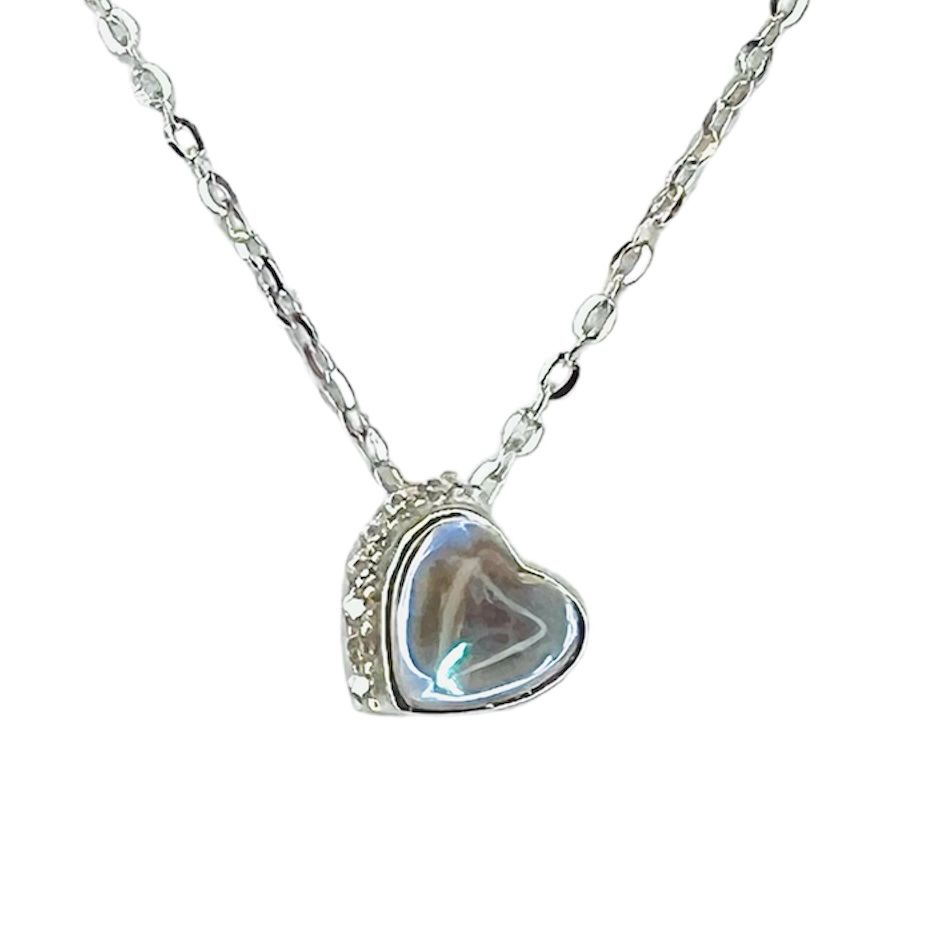 Collar en plata corazon cristal y circones