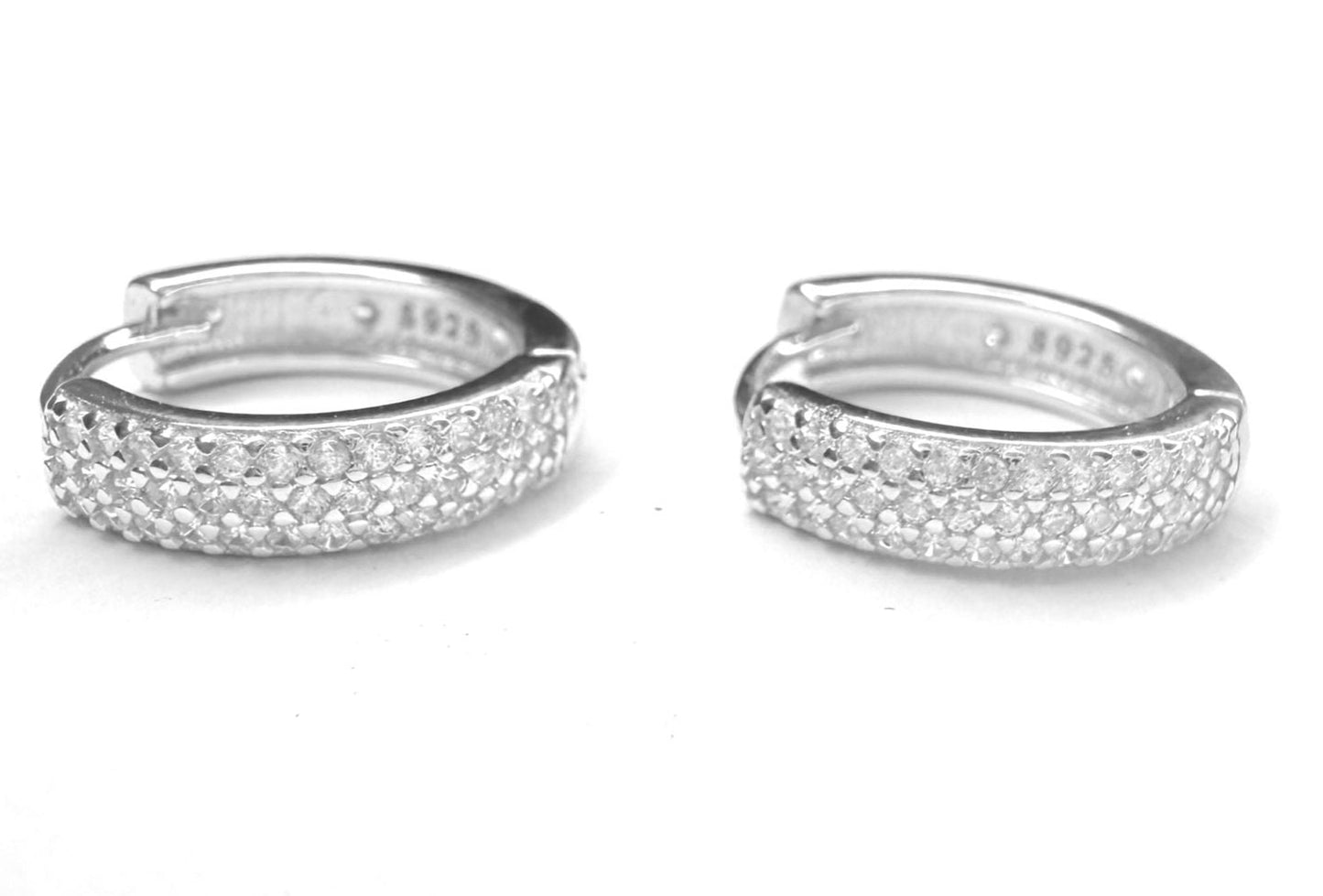 Aro Argolla Plata 925 12 mm  zirconias blancas