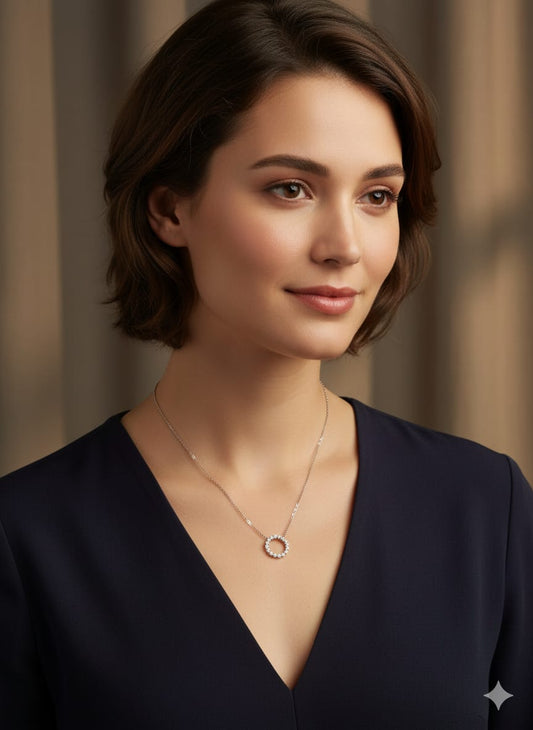 Collar Plata 925 circulo infinito de zirconias