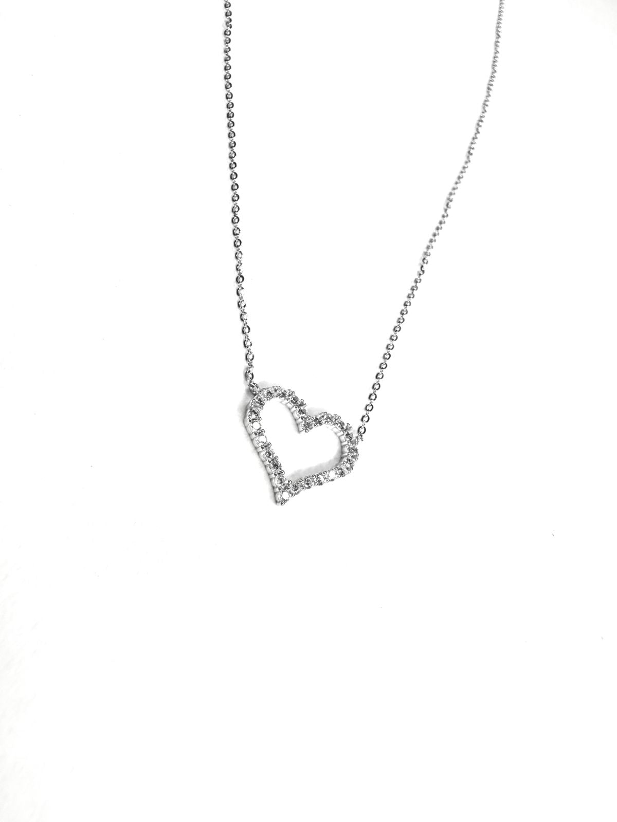 Collar Plata 925 Corazon de Zircon