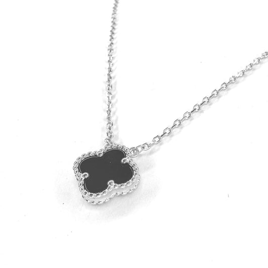 Collar Plata 925 trebol Onix