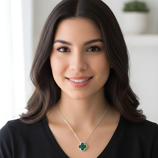 Collar Plata 925 trebol Turmalina