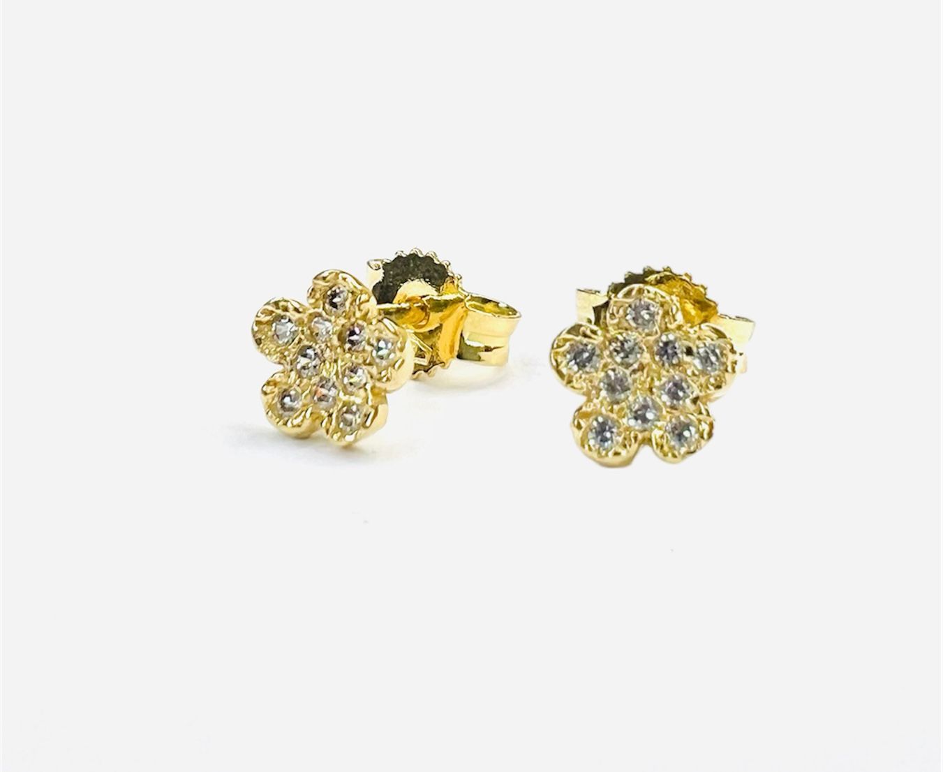 Aro Oro 18k, Flor, Zirconitas blancas