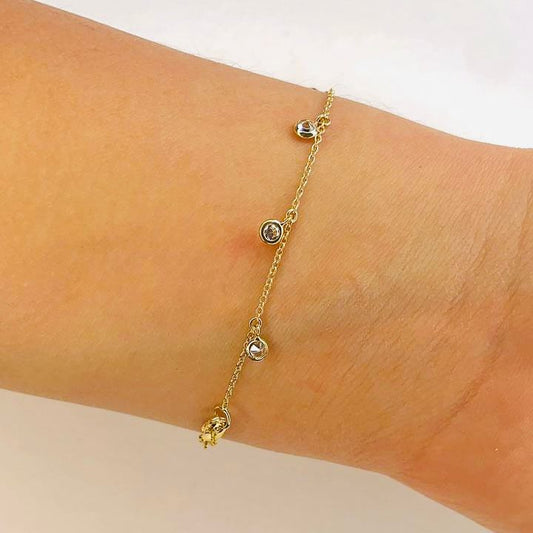 Pulsera Oro 18 kilates circulos zirconitas