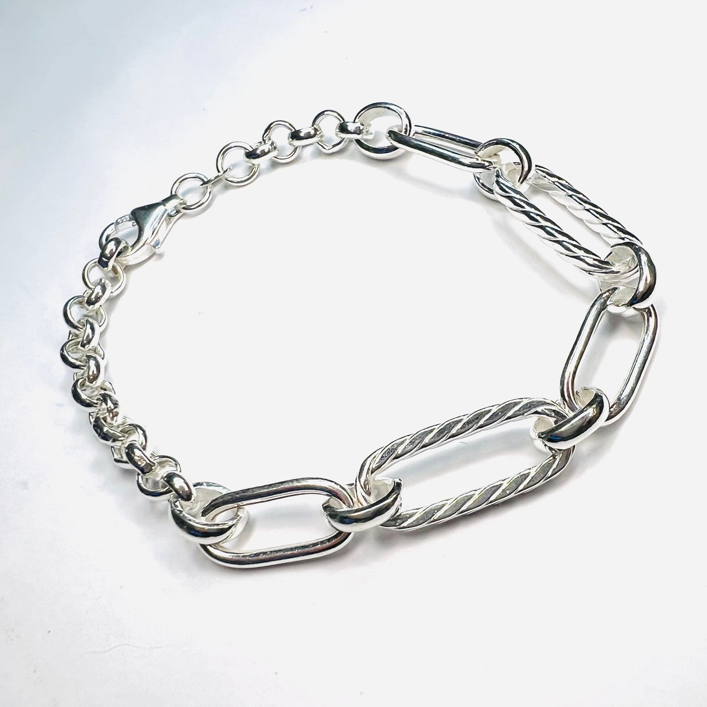 Pulsera Plata eslabanos lisos y espiral