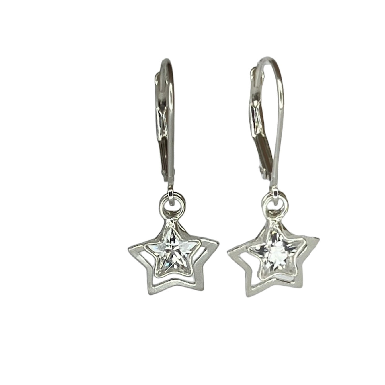 Aros en plata colgantes estrella doble
