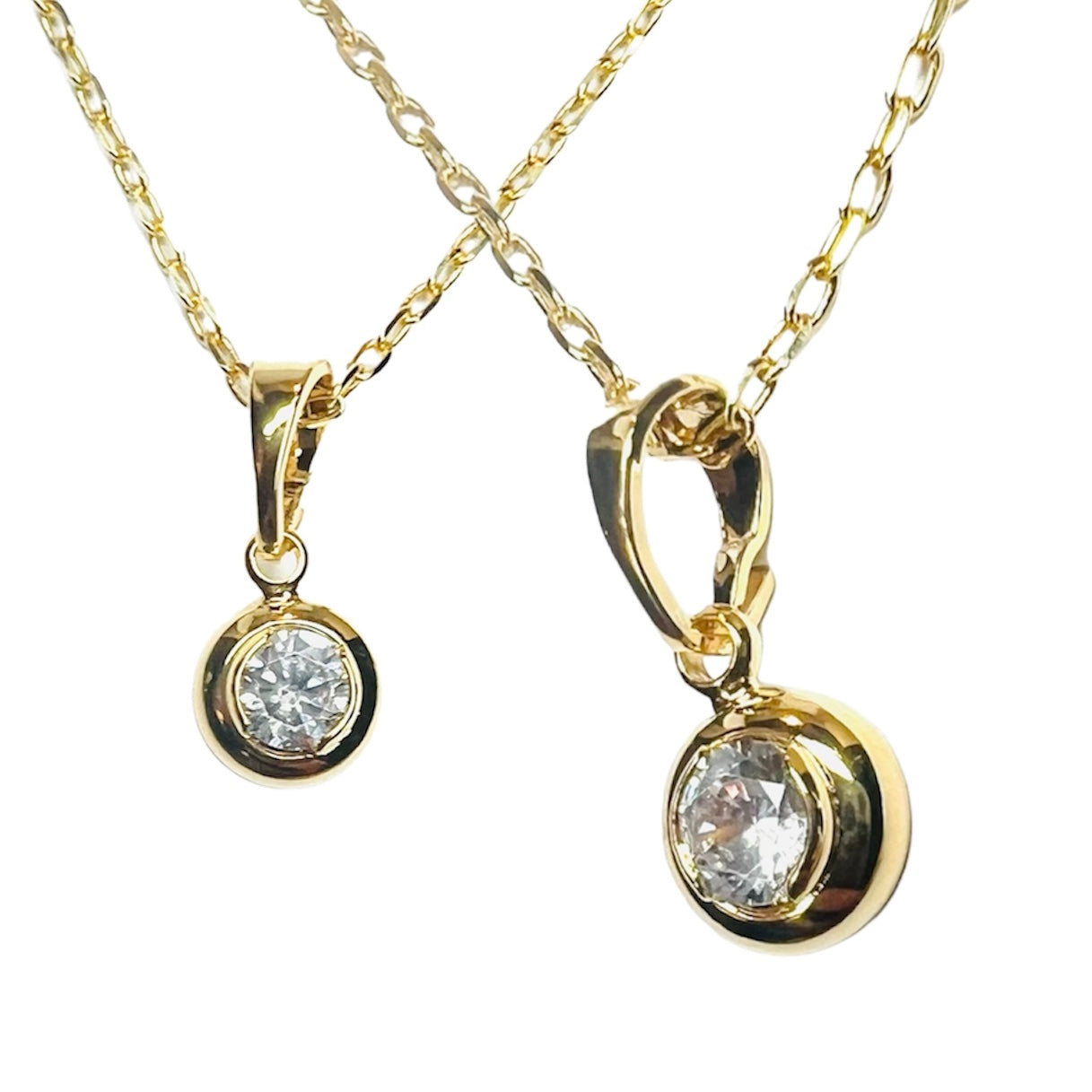 Collar baño de oro Punto de luz colgante redondo