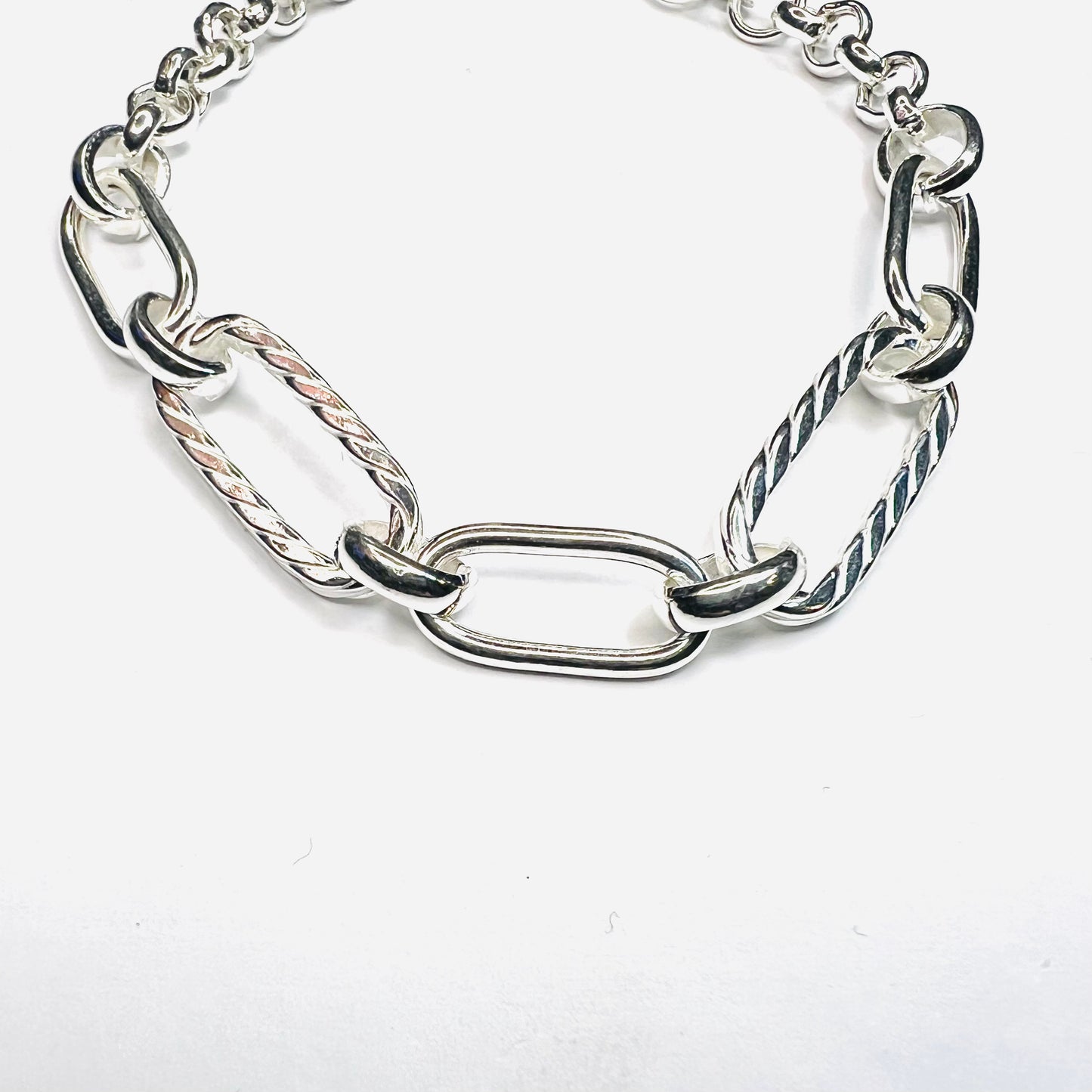 Pulsera Plata eslabanos lisos y espiral