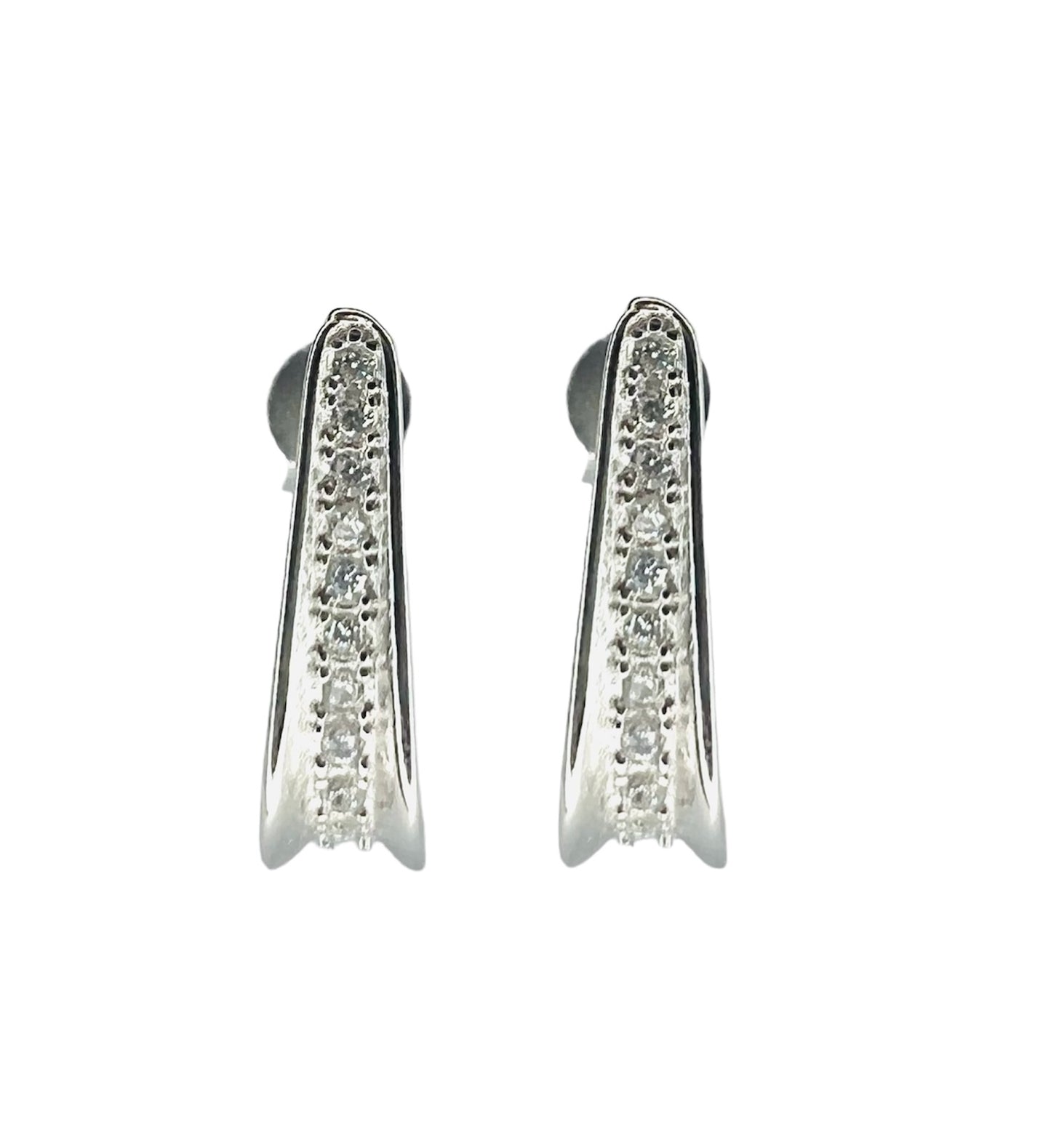 Aro plata zirconia blanca tipo gota 12 mm