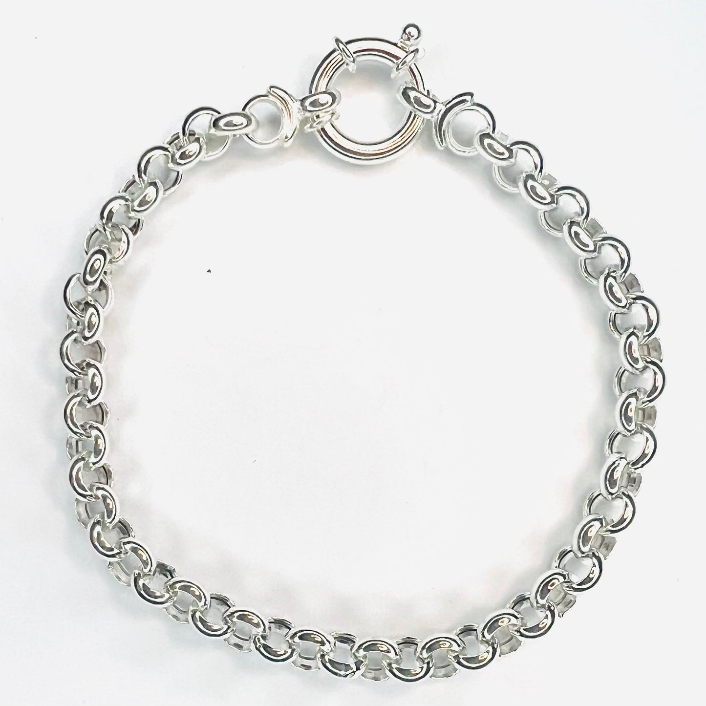 Pulsera Plata eslabones redondos S , cierre timon