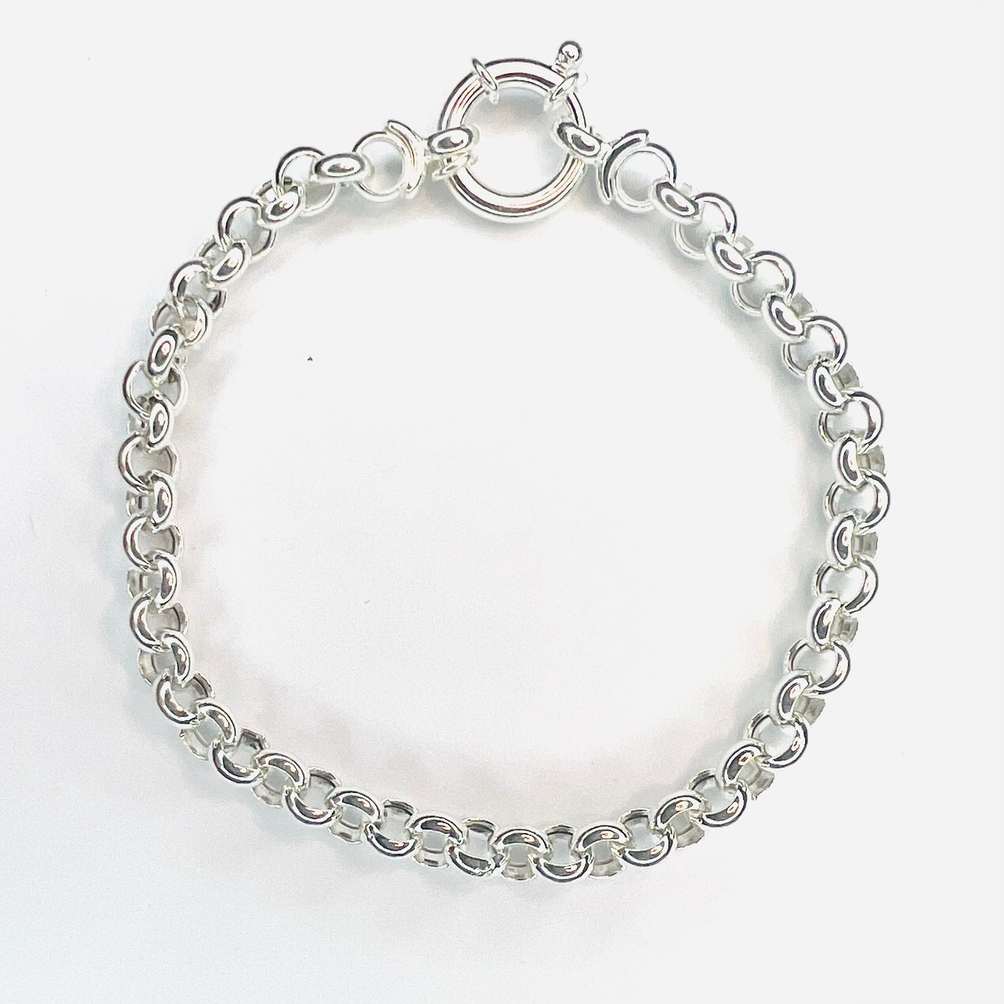 Pulsera Plata eslabones redondos S , cierre timon