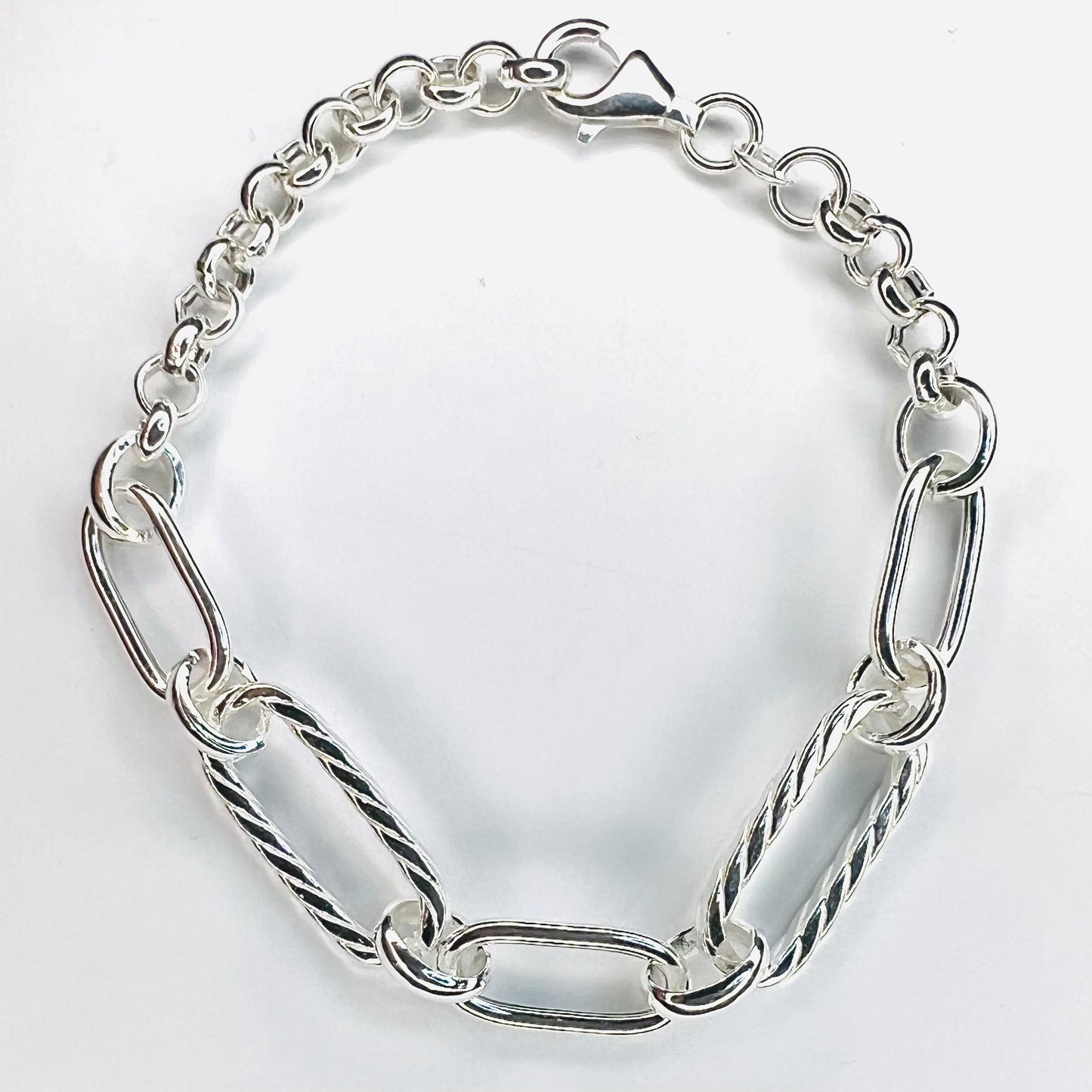 Pulsera Plata eslabanos lisos y espiral