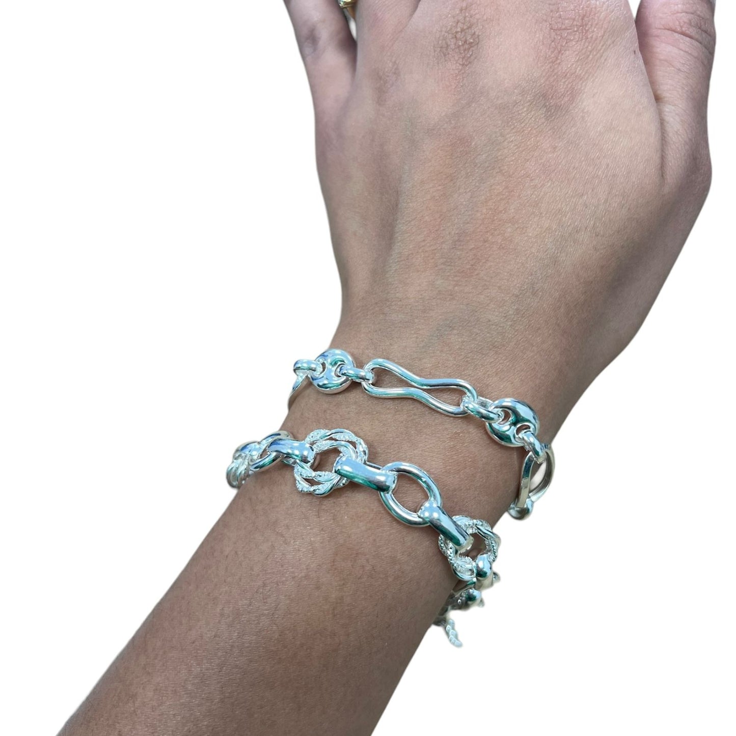 Pulsera Plata Eslabones , ovalados , dobles