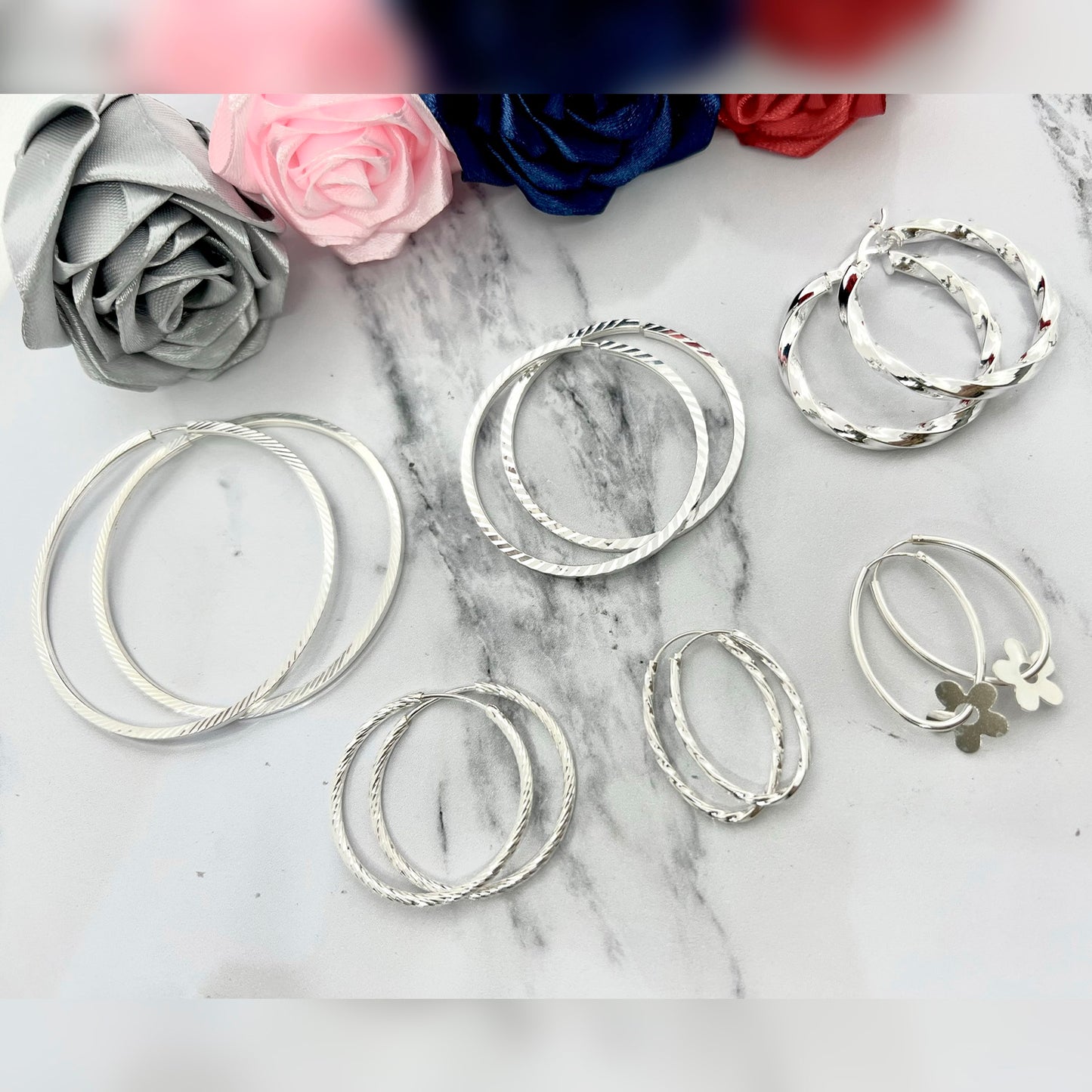 Aros argollas espiral en Plata