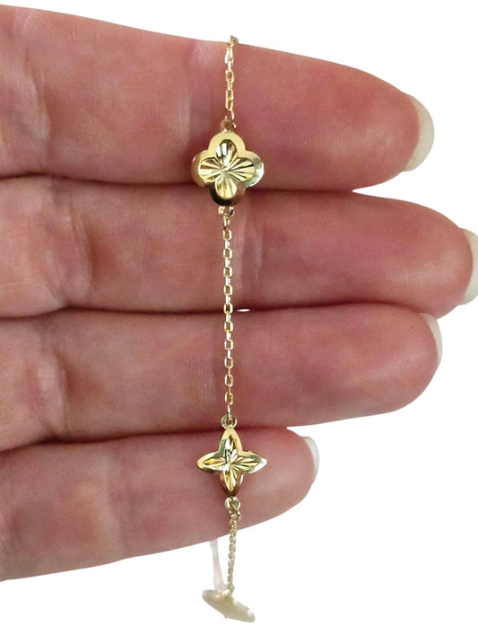 Pulsera Oro Amarillo 18 Kilates Trebol y Estrellas
