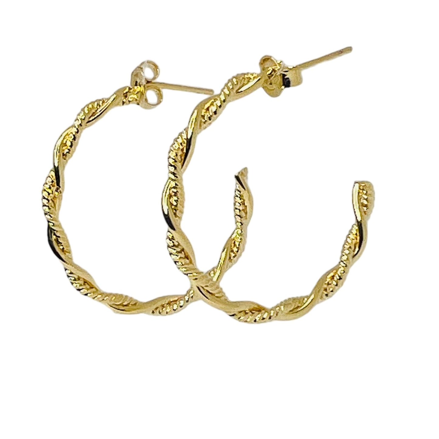 Aros argolla espiral baño de oro