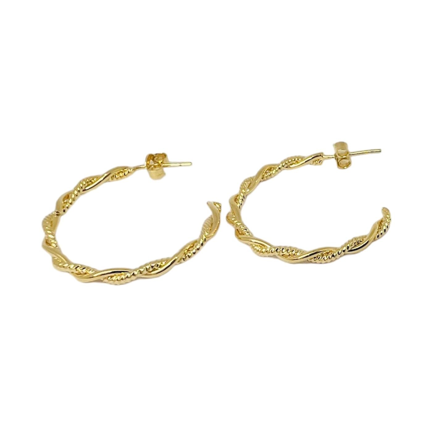 Aros argolla espiral baño de oro
