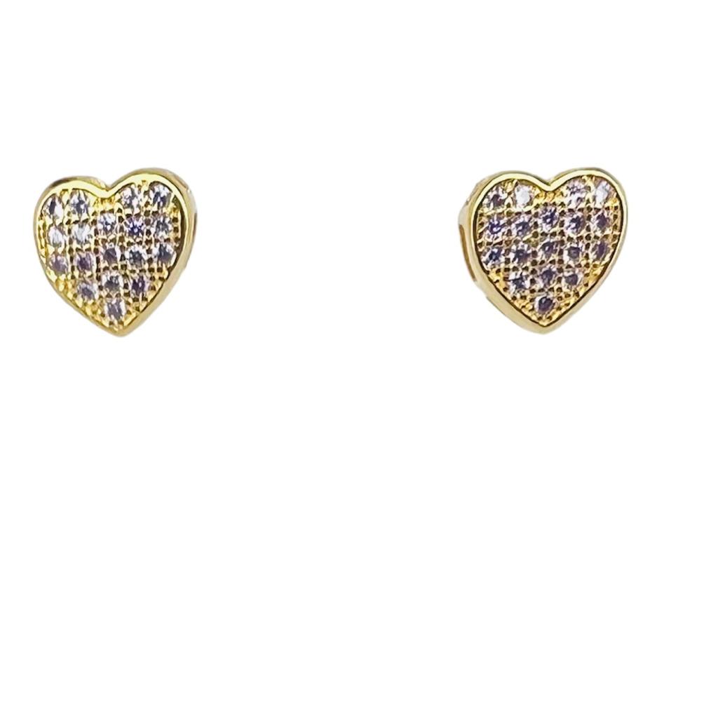 Aros corazon baño oro