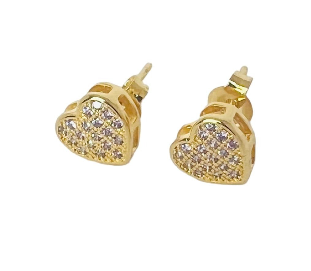Aros corazon baño oro