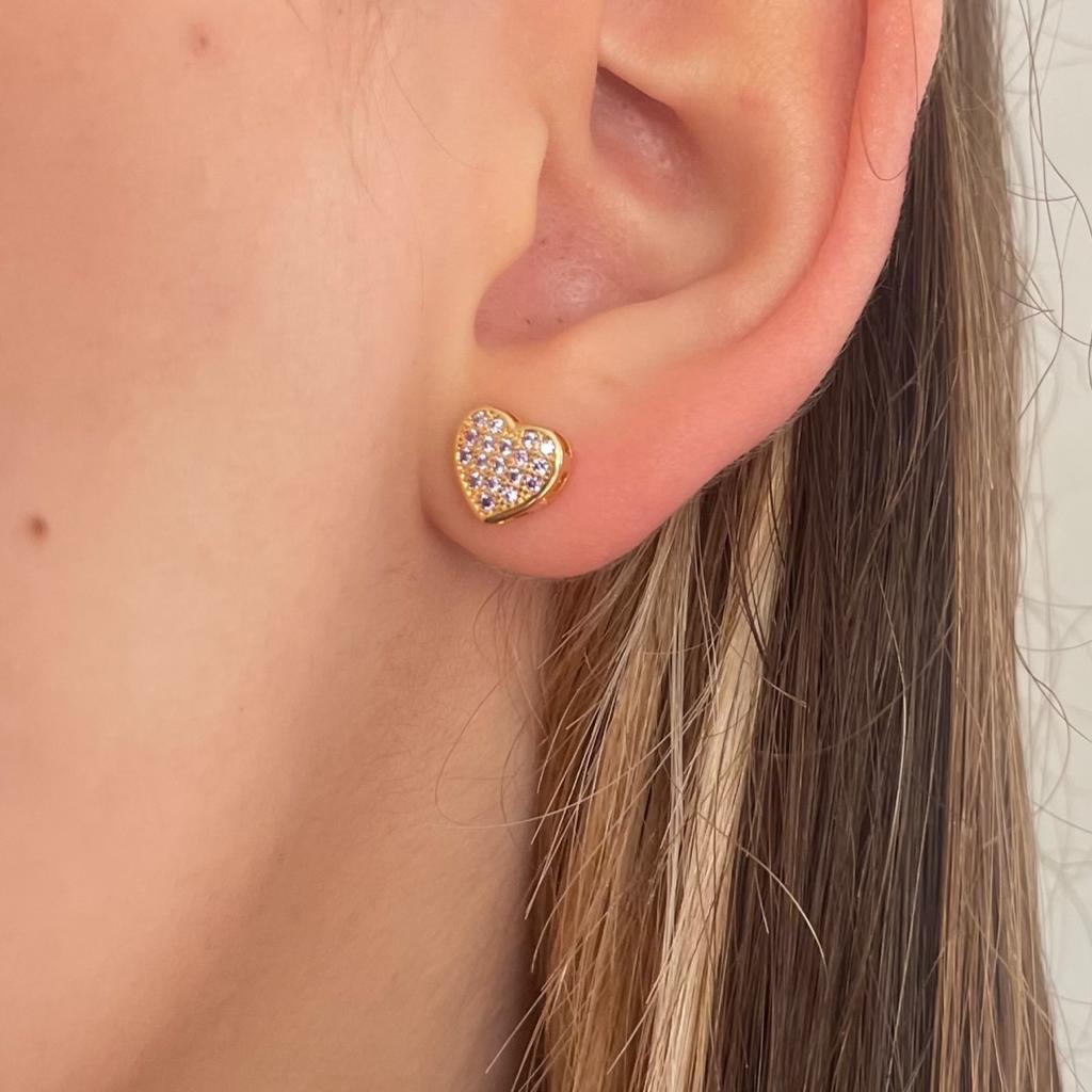 Aros corazon baño oro