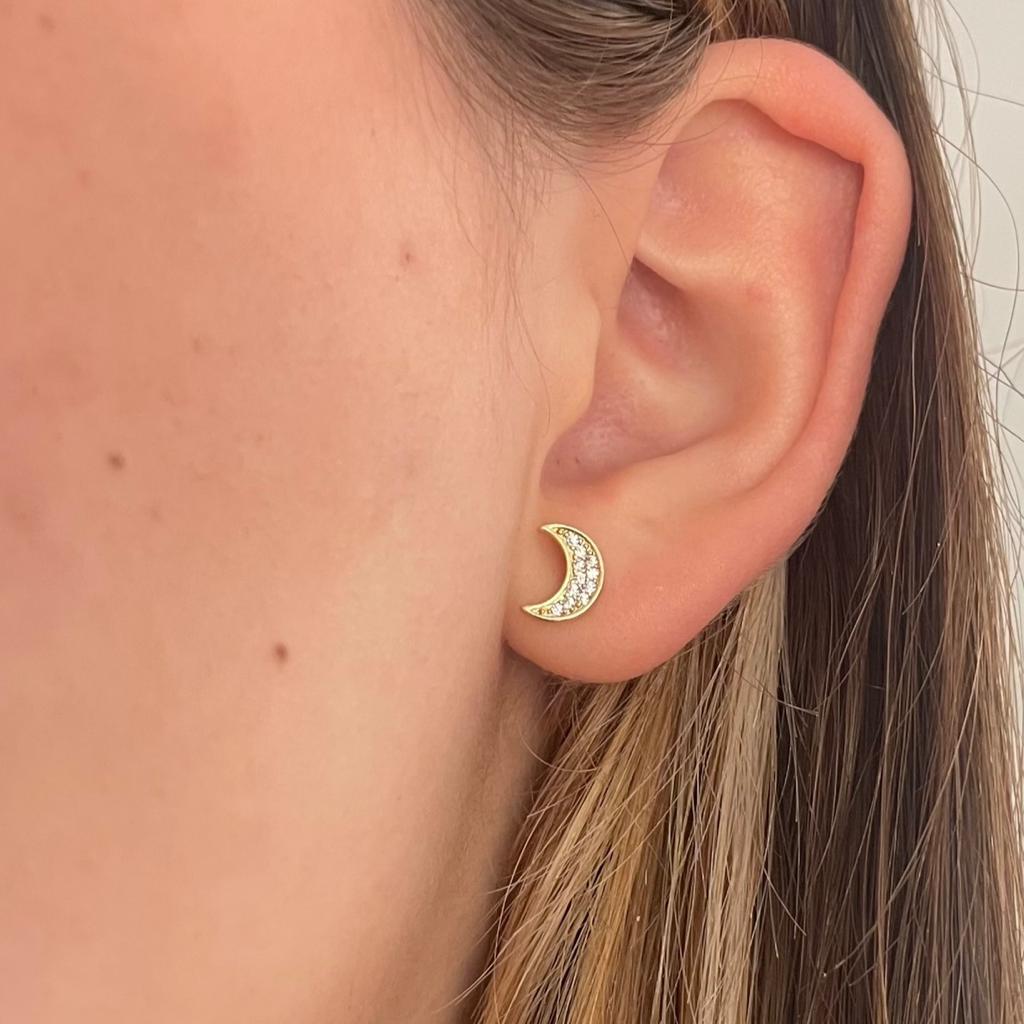 Aros lunita baño oro