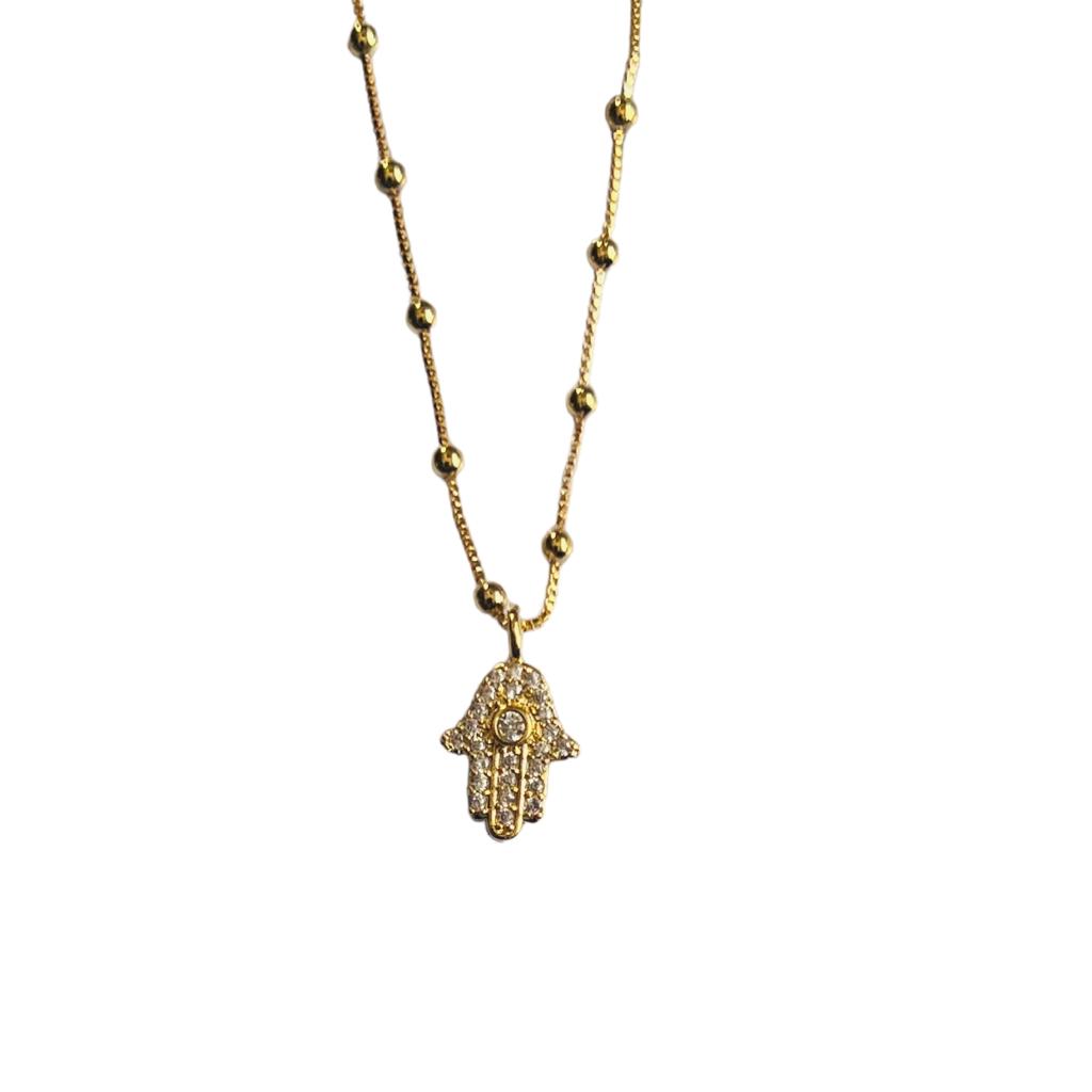 Collar de bolitas baño de oro mano de Fatima