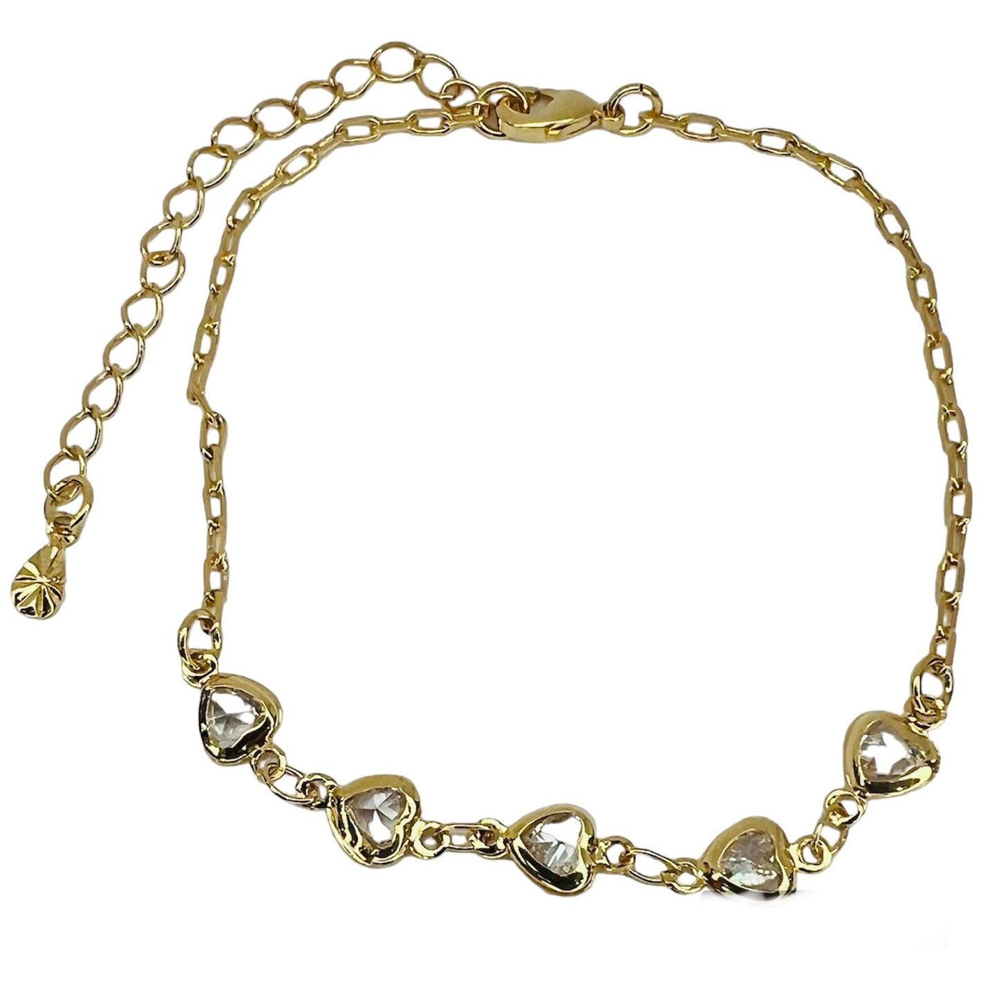 Pulsera con circones corazon baño de oro
