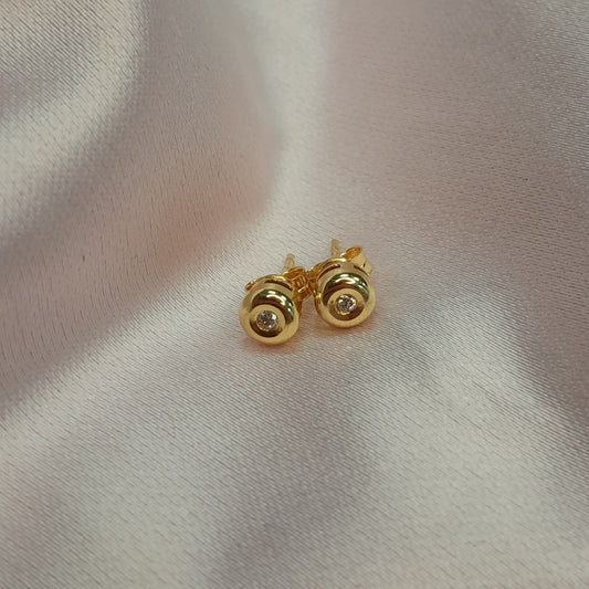 Aros Oro amarillo punto de luz diamante