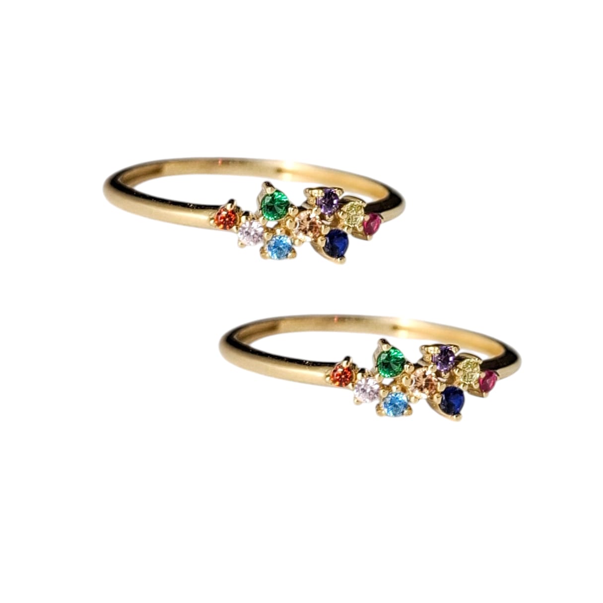 Anillo en Oro Amarillo Italiano 18 Kilates Zirconitas Puntos de Color