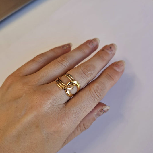 Anillo en Oro Amarillo Italiano 18 Kilates Trenzado 3 Colores